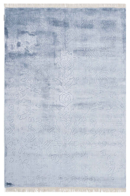 Naar Hali Erase KC 142 Blue Modern Handwoven Bamboo Living Room Rug - MALLTURK