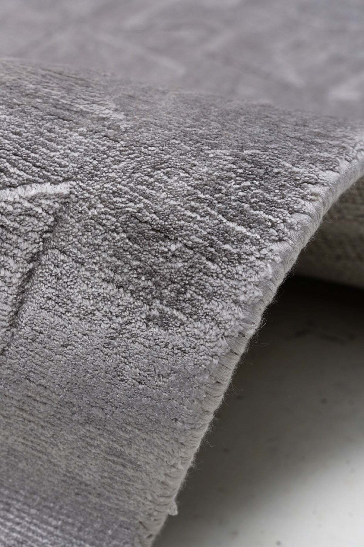 Naar Hali Mao KC 1863 Grey Modern Handwoven Bamboo Living Room Rug - MALLTURK