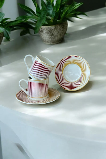 Eporselen Line 2-Person 4-Piece Porcelain Coffee Cup Set - MALLTURK