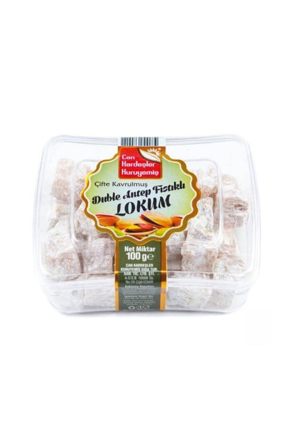 Can Kardesler Kuruyemis Double Roasted Extra Pistachio Turkish Delight 100 g Pack - MALLTURK