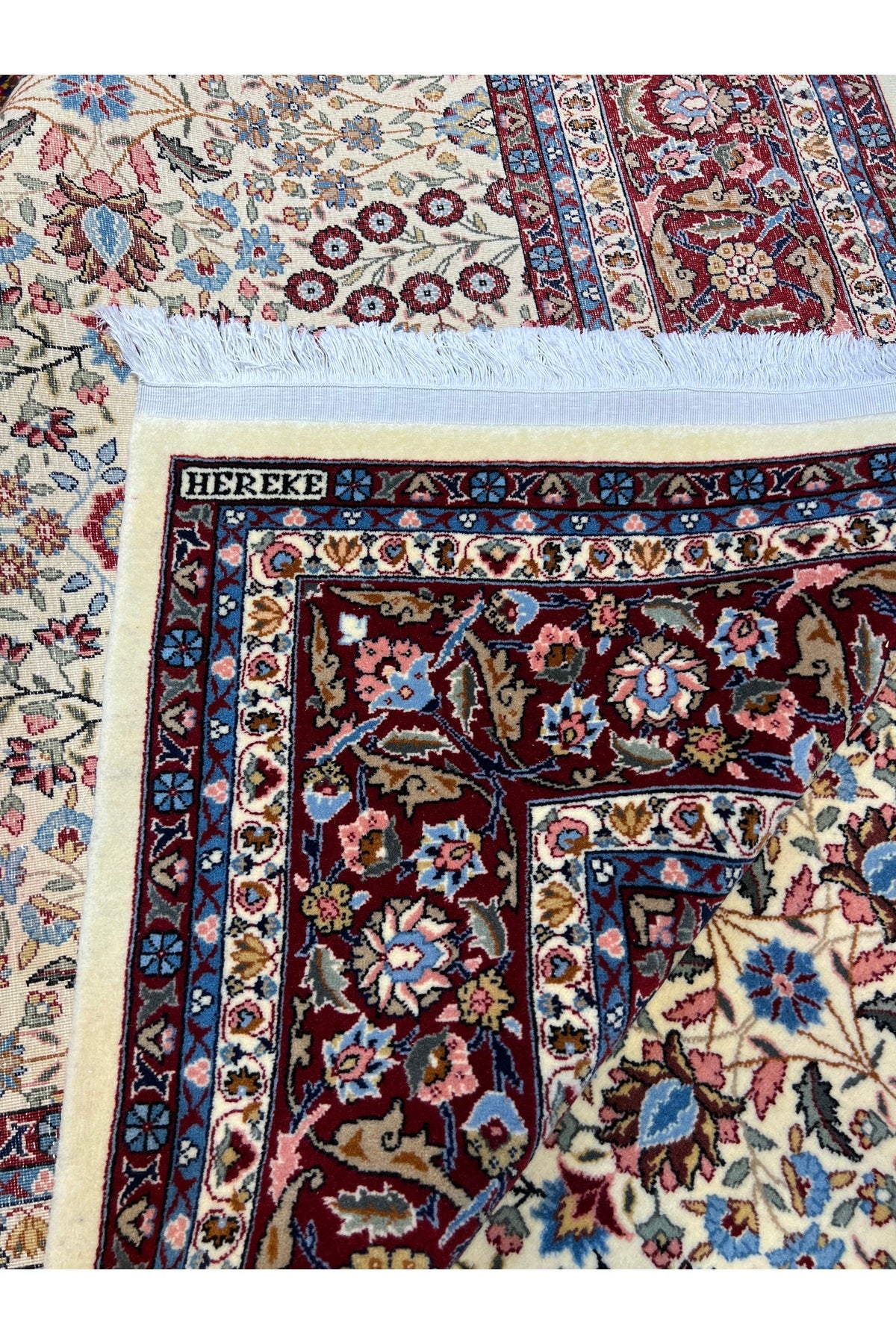 RD RAMAZAN DAG Hand Rug Art Hand-Woven Sumerbank Hereke Rug Signed Seven Mountains Flower Premium Quality Size 300x200 - MALLTURK