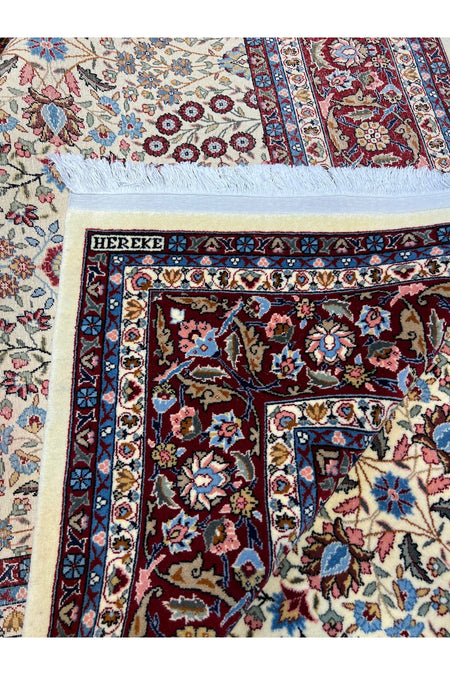 RD RAMAZAN DAG Hand Rug Art Hand-Woven Sumerbank Hereke Rug Signed Seven Mountains Flower Premium Quality Size 300x200 - MALLTURK