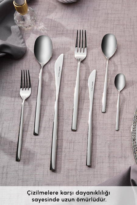 Karaca new liza 84 Piece 12 Place Setting Flatware Set - MALLTURK