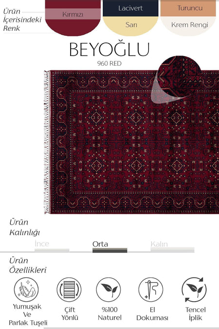 Cool Hali Beyoglu 960 Red Handwoven Usak Carpet Yagci Bedir Pattern NOSTALGIA Carpet Afghan Handwoven Carpet Living Room Carpet - MALLTURK