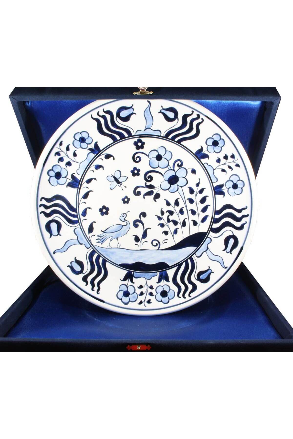Cini Evi Blue White Iznik Ceramic Plate - MALLTURK