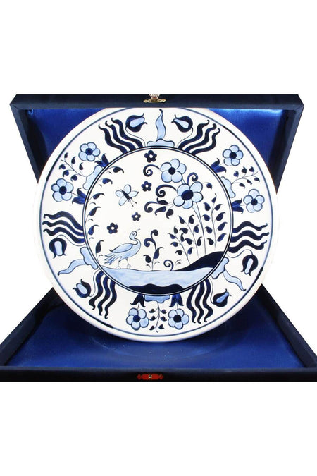 Cini Evi Blue White Iznik Ceramic Plate - MALLTURK