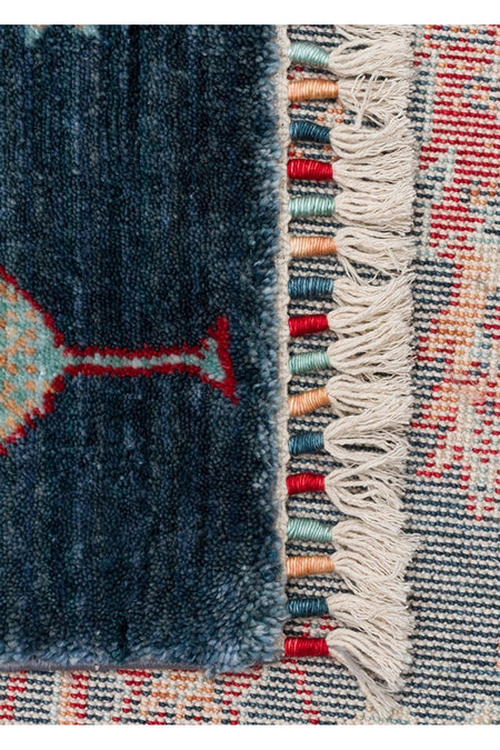 Eko Hali ZARA ZR 08 NAVY TURQUOiSE Authentic Patterned Modern Usak Carpet, Handcrafted on Special Looms - MALLTURK