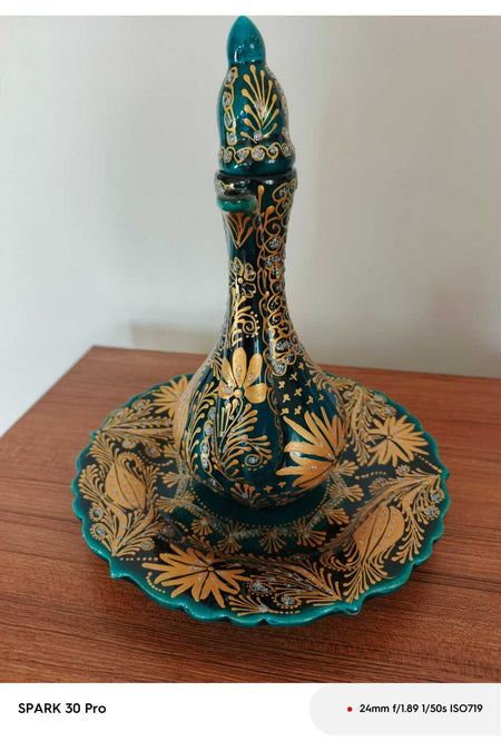 Sema ceramic handmade 25 cm gold-plated delicate ceramic vase - MALLTURK