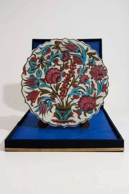 STORESZA Velvet Gift Box Handmade 30Cm Special Sable Craftsmanship Pink - Turquoise Tile Plate - MALLTURK