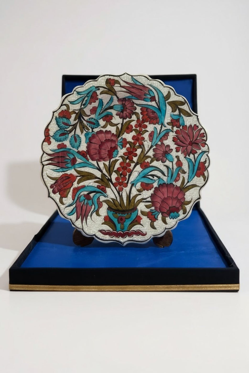 STORESZA Velvet Gift Box Handmade 30Cm Special Sable Craftsmanship Pink - Turquoise Tile Plate - MALLTURK