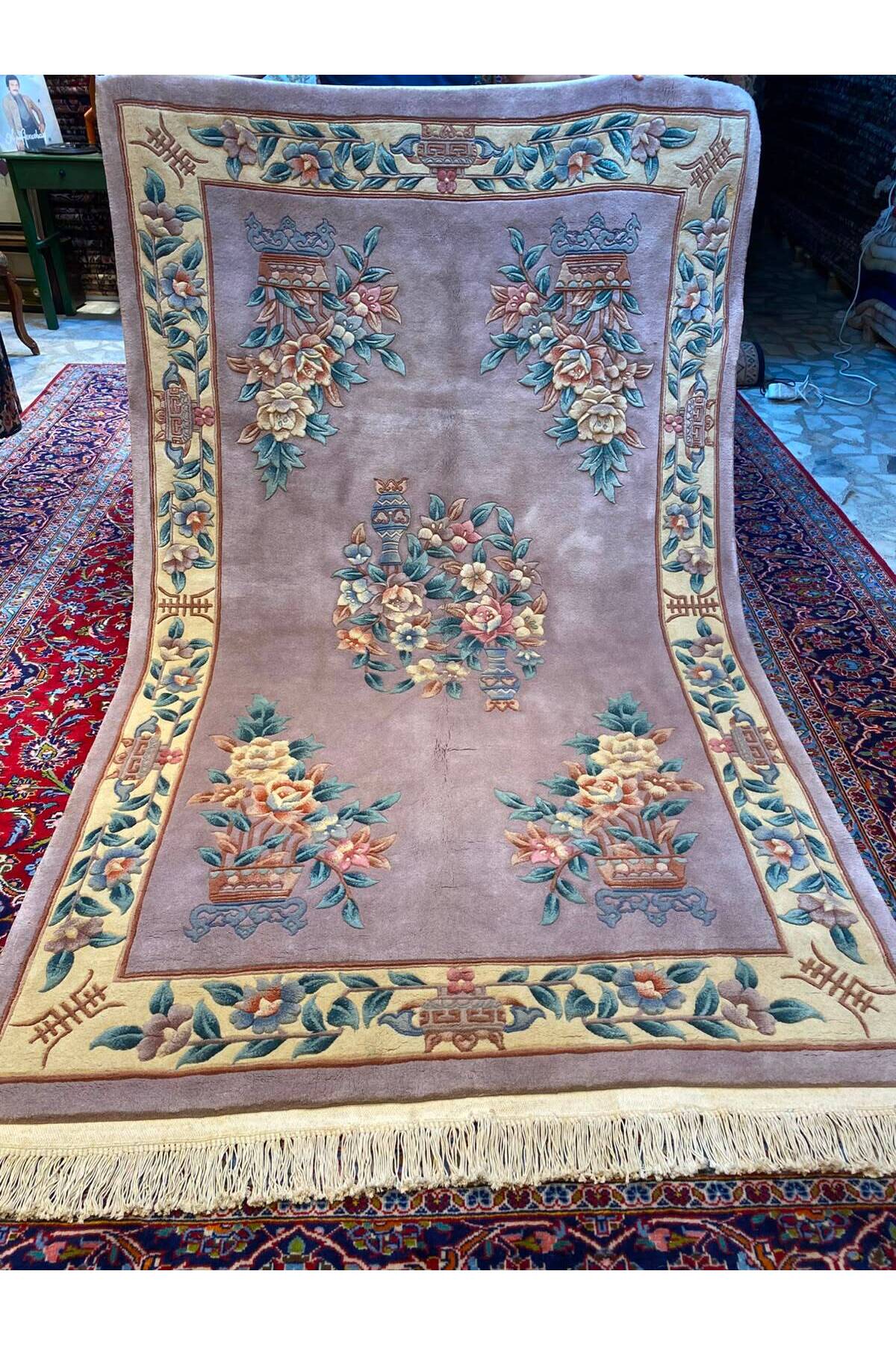 RD RAMAZAN DAG Hand Rug Art Hand-Woven Embossed Chinese Rug Premium Quality Wool Weave Lila Rengi Size 250x155