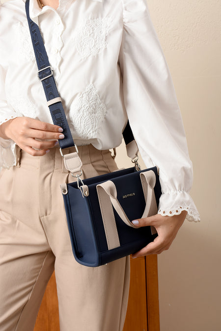 Just Polo Women's Hand and Shoulder Bag, Polo Fabric, SIZE: HEiGHT 19 CM WiDTH 23 CM Lapis Lazuli - MALLTURK