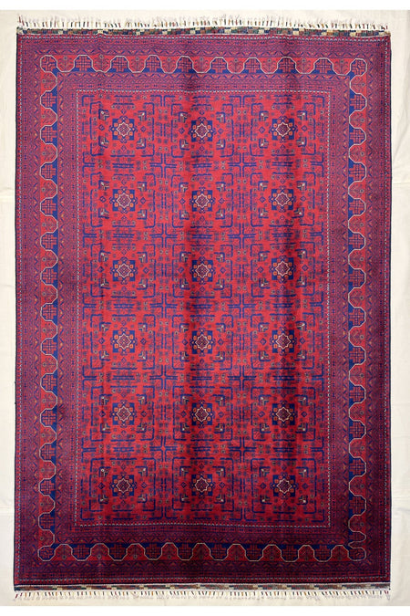 Afghan Rug Hand-Woven 6 Meter 100% Wool Natural Dye Handicraft ile Harika Yildiz Pattern