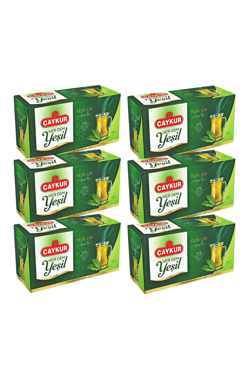 caykur 6-Pack Plain Green Tea Bags (25 Bags each) - MALLTURK