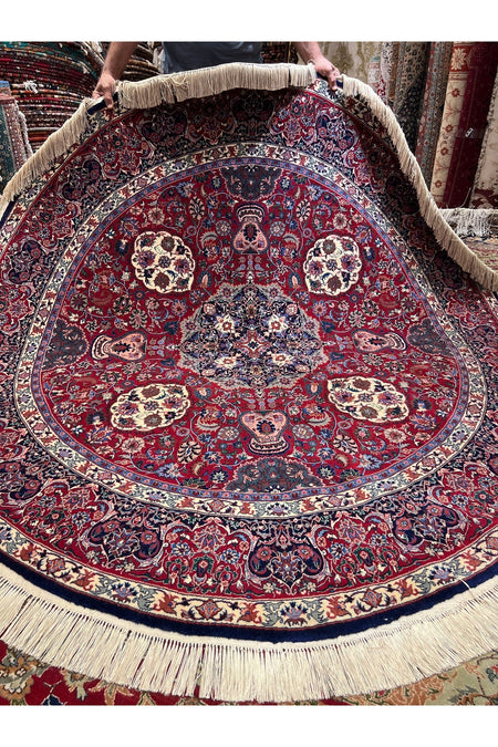 RD RAMAZAN DAG Hand Rug Art Hand-Woven Iranian Isfahan Rug Wool Blend Premium Quality Size 215x215 - MALLTURK