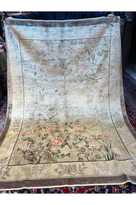 RD RAMAZAN DAG Hand Rug Art Hand-Woven Carved Chinese Silk Rug Size 220x166 - MALLTURK