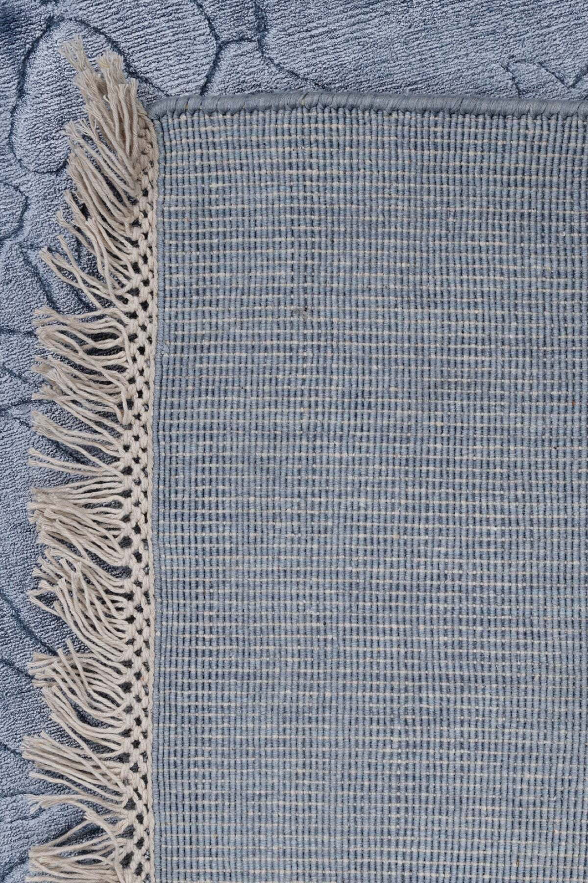 Naar Hali Erase KC 142 Blue Modern Handwoven Bamboo Living Room Rug - MALLTURK