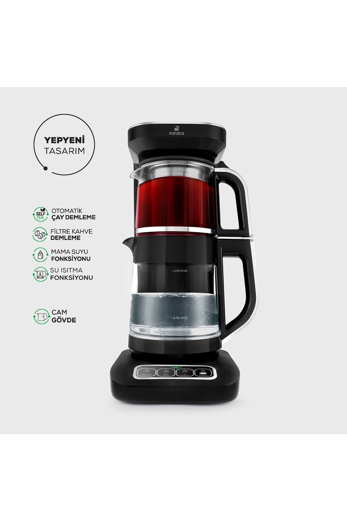 Karaca Tea Lover Robotea Pro 4 in 1 Talking Tea Maker, Water Heater, Filter Coffee Maker - MALLTURK