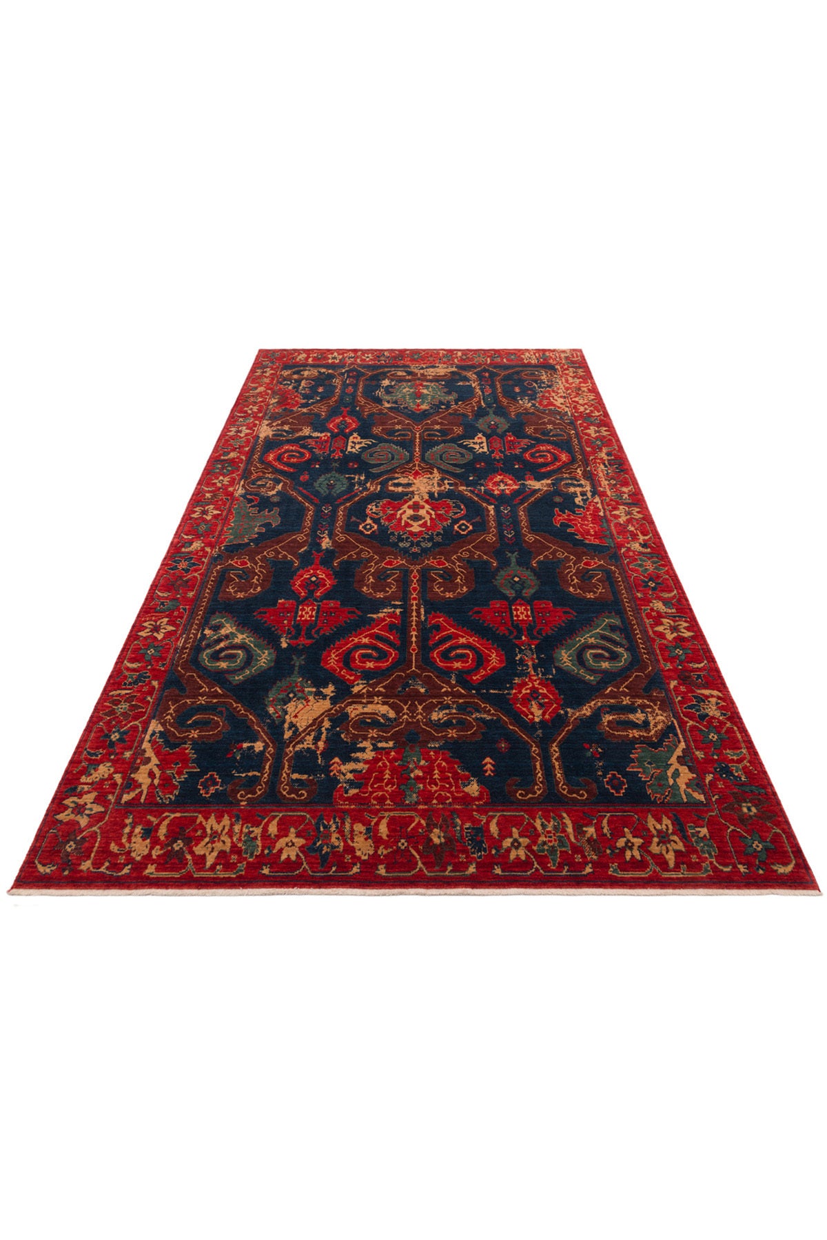 Cool Rug Mardin Red Navy Cok Multicolor Authentic Ethnic Pattern Hand-Woven Yunlu Soft Salon Ev Oda Rug