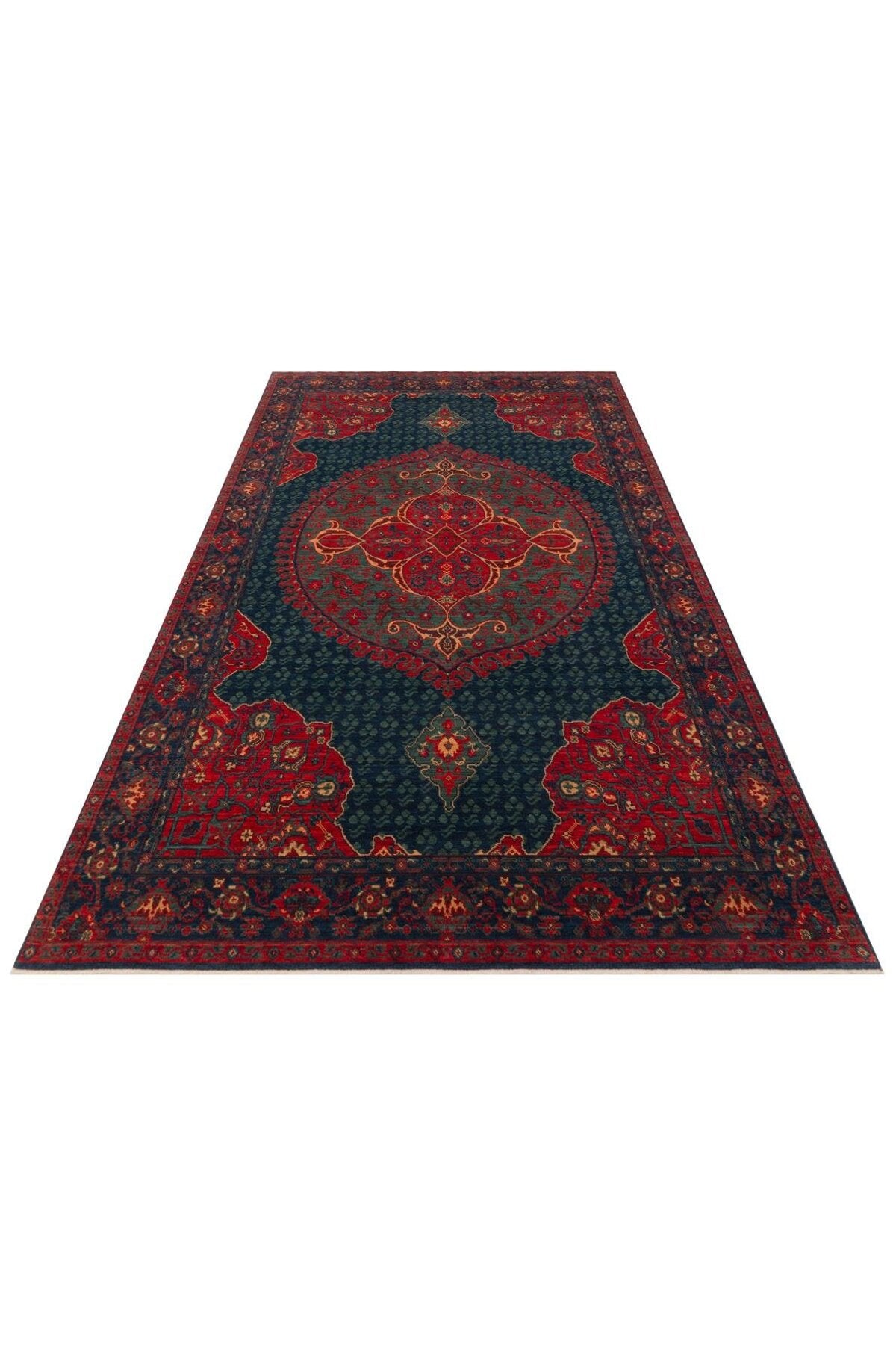 Eko Rug KADIM KDM 03 NAVY Anatolian Motifs Featuring New Zellanda Wool with Produced Handcrafted High Traditional Te - MALLTURK