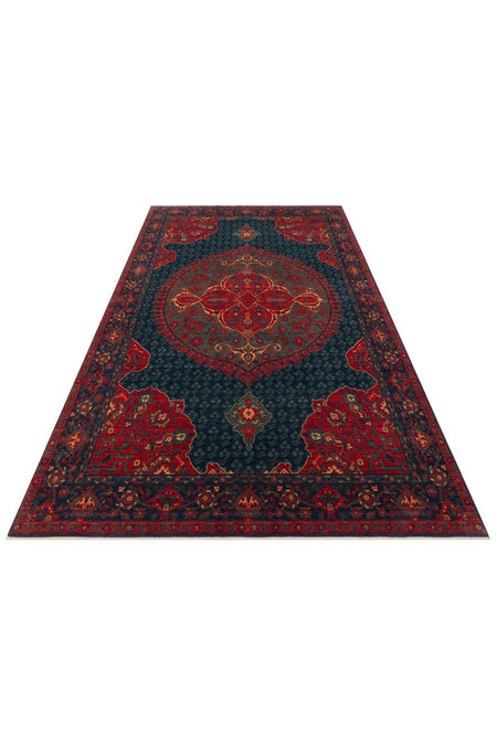 Eko Rug KADIM KDM 03 NAVY Anatolian Motifs Featuring New Zellanda Wool with Produced Handcrafted High Traditional Te - MALLTURK