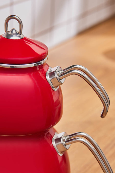 Karaca Loreto Enamel Midi Teapot Set, Red - MALLTURK