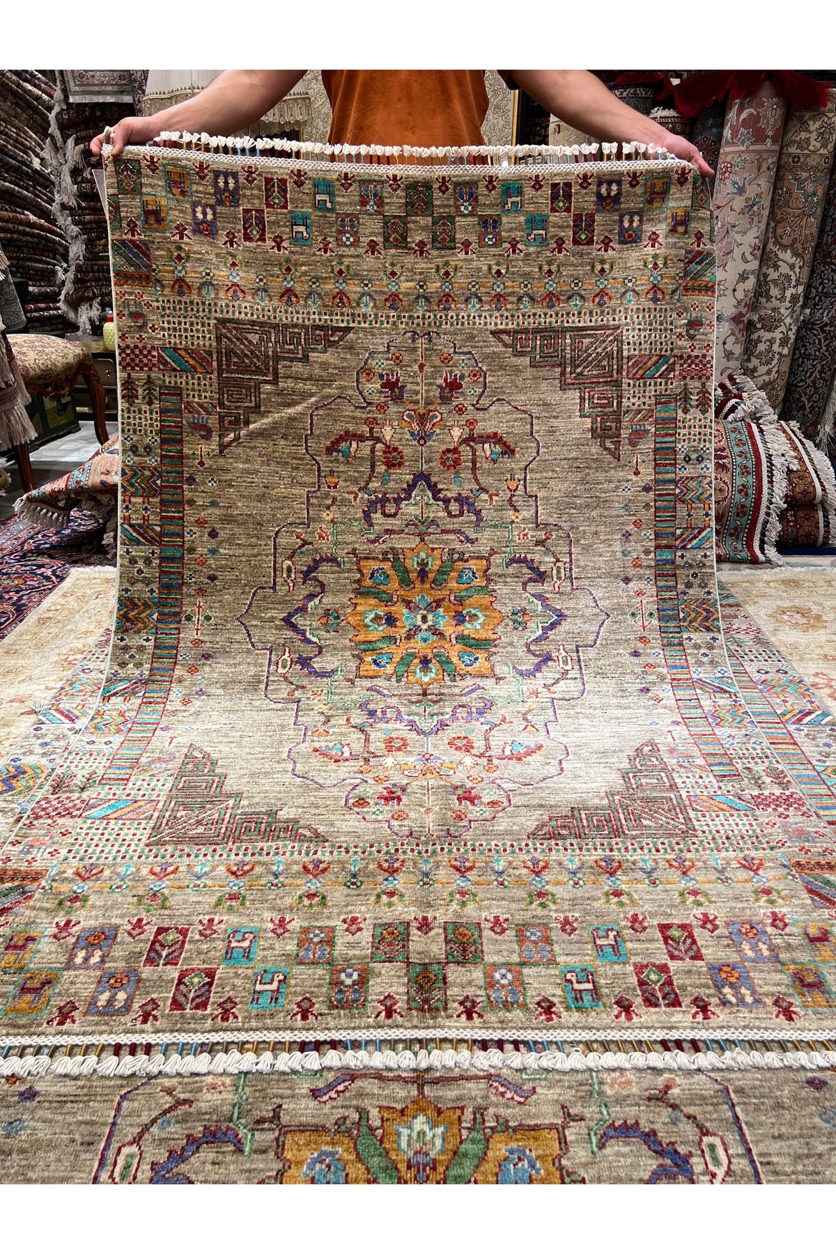 RD RAMAZAN DAG Hand Rug Art Hand-Woven Afghan Rug Premium Quality Size 185x126