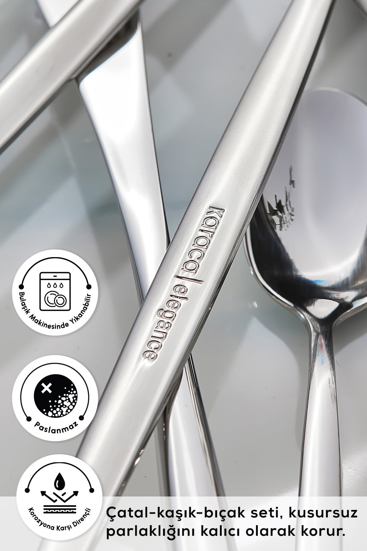 Karaca sintra 40 Piece 8 Place Setting Flatware Set platin - MALLTURK