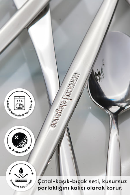 Karaca sintra 40 Piece 8 Place Setting Flatware Set platin - MALLTURK