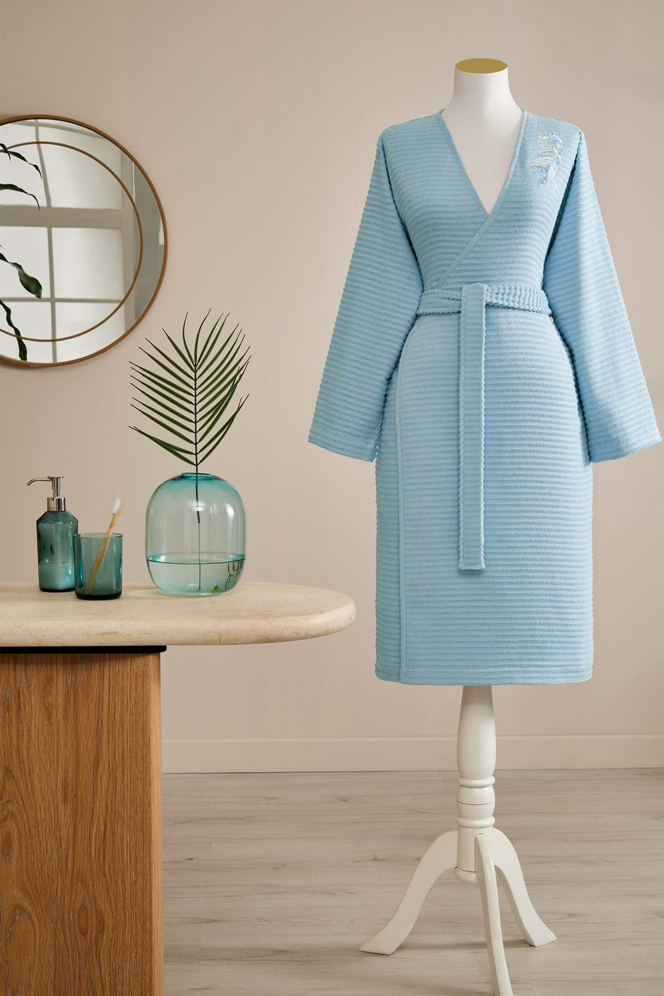 Ozdilek Feather Embroidered Kimono Women Bathrobe - MALLTURK