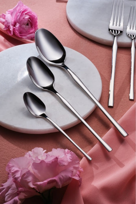 Karaca elegance cane platin 12 Place Setting 84 Piece Flatware Set - MALLTURK