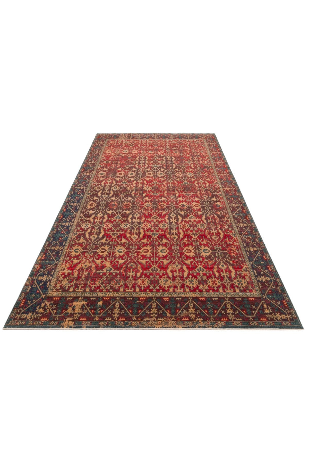 Nesem Rug Boutique EKOHALI Kadim KDM 09 Red Vintage Anatolian Motifs Featuring New Zellanda Wool with Produced Handcrafted - MALLTURK