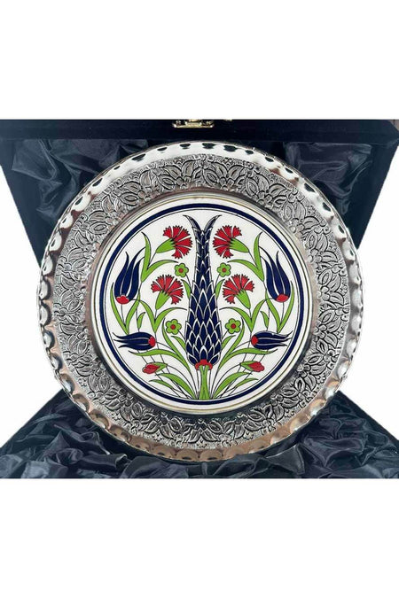 Cini Evi Cypress Tree Patterned Silver Plate 25cm - MALLTURK