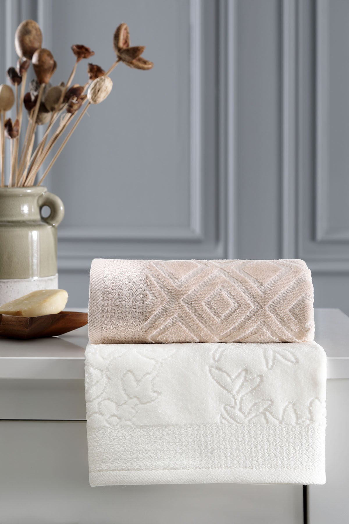 Ozdilek Pastoral Velvet Family Bathrobe Set - MALLTURK