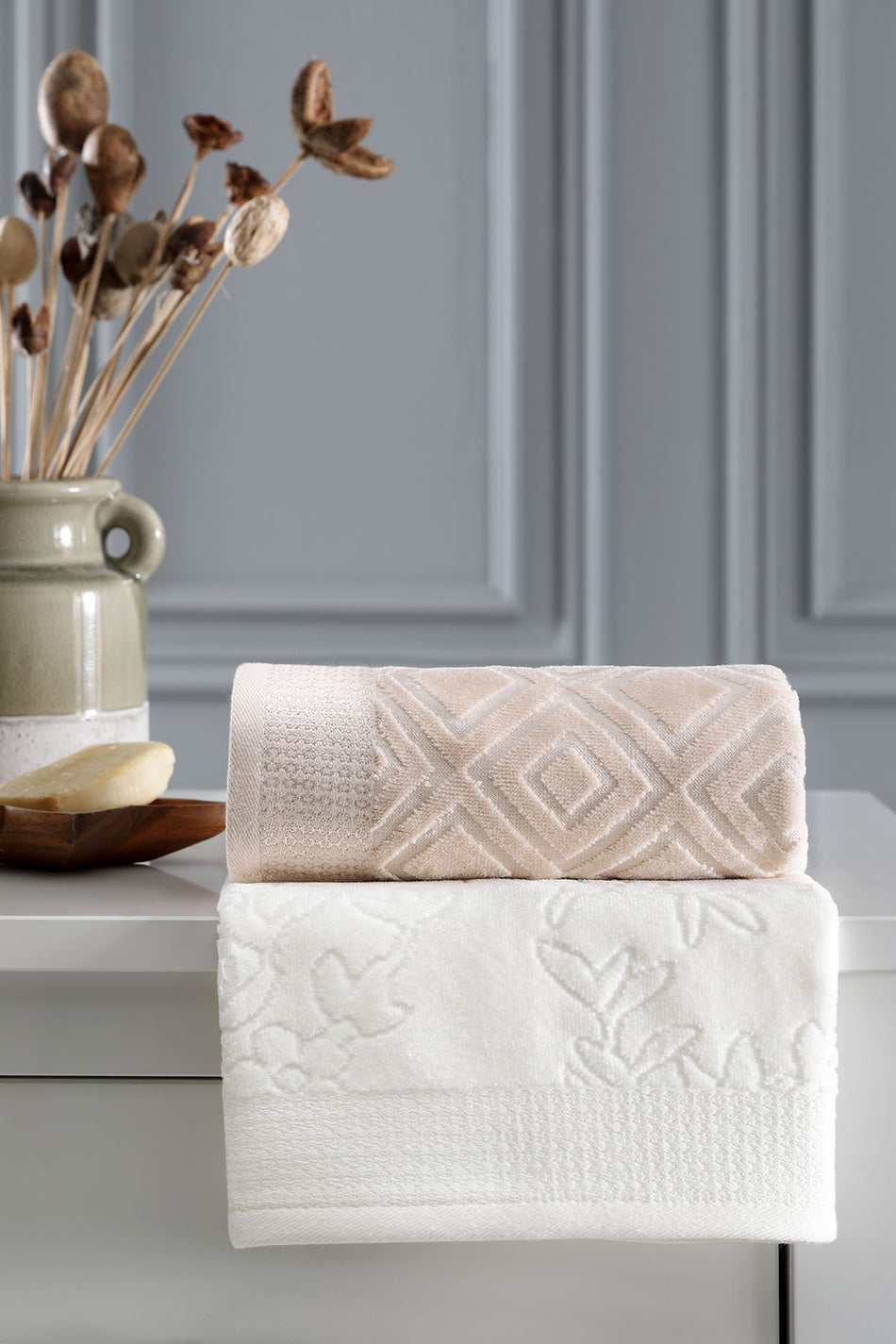 Ozdilek Pastoral Velvet Family Bathrobe Set - MALLTURK