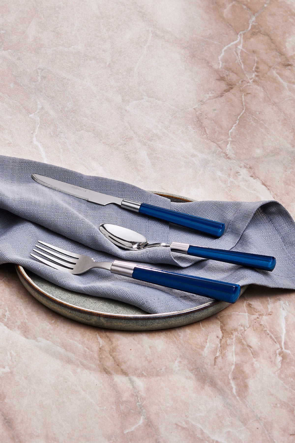 Karaca fluca 18 Piece 6 Place Setting kahvalti Flatware Set mavi - MALLTURK