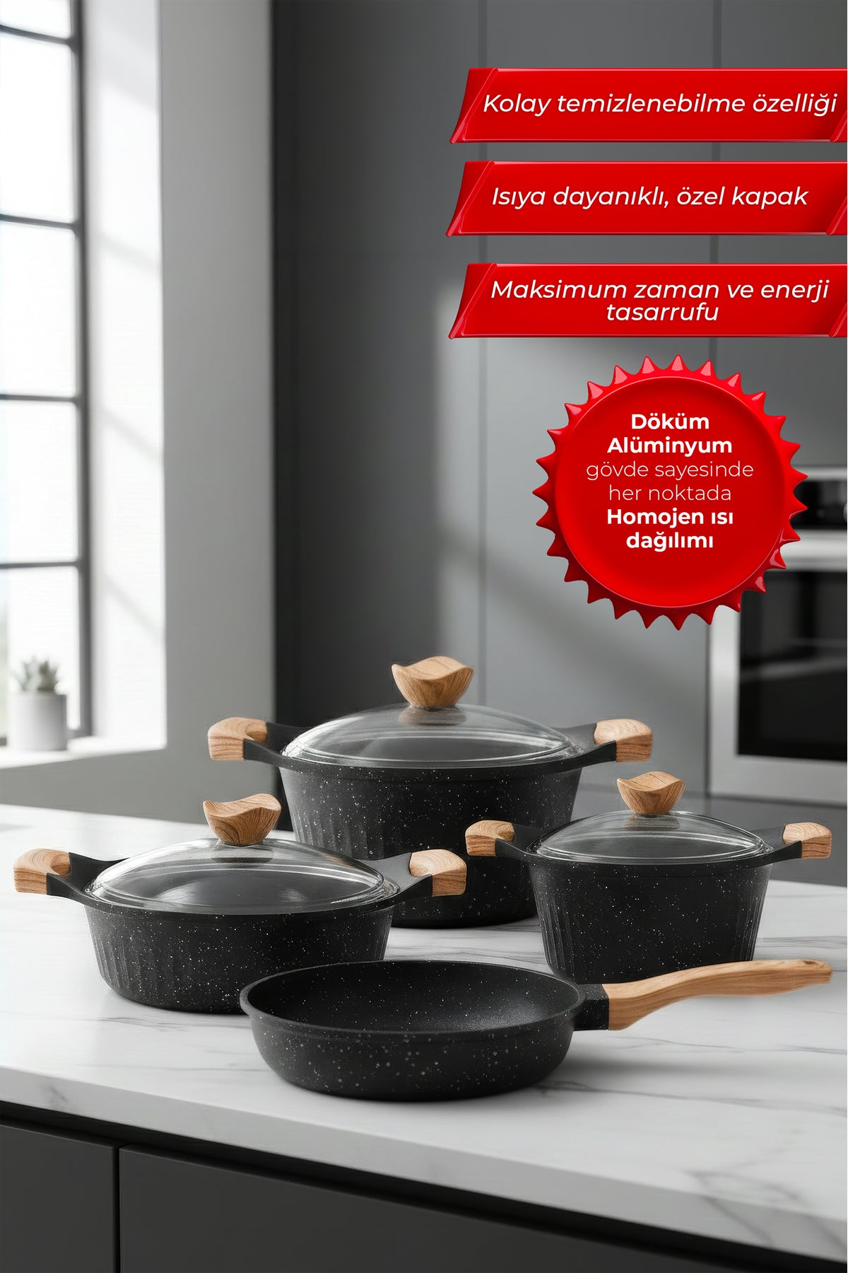 Aryildiz Lincoln 7 Piece Cookware Set
