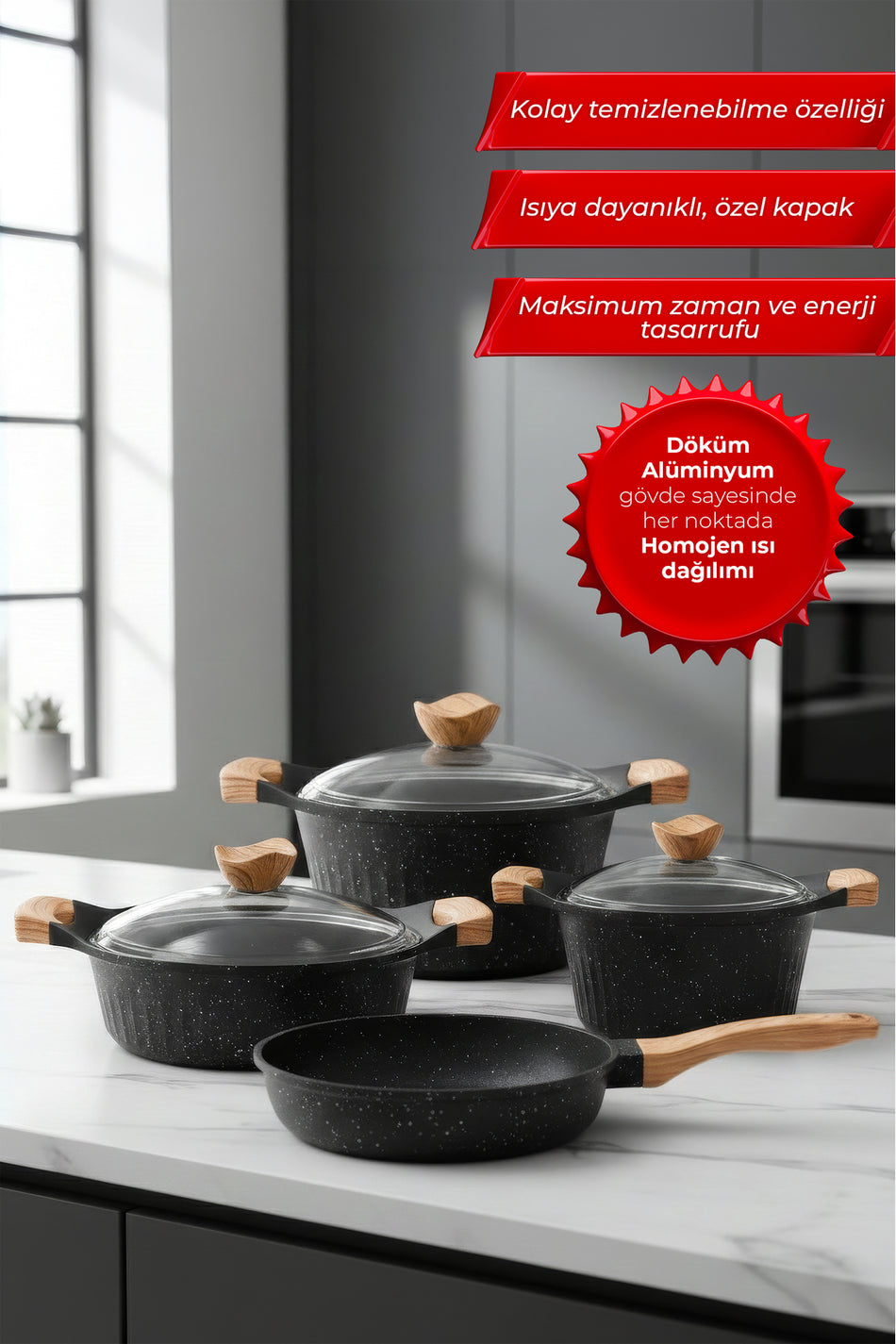 Aryildiz Lincoln 7 Piece Cookware Set