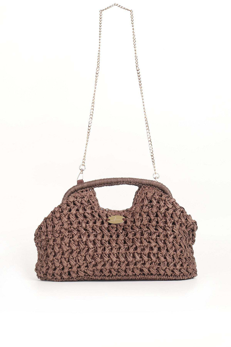 Hasema Chain Detail Brown Beach Handbag 1137