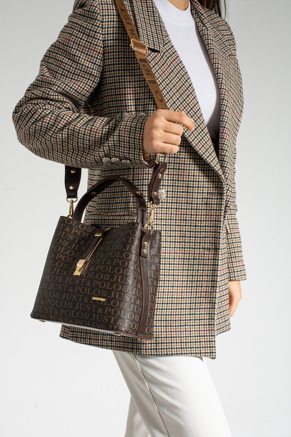 Just Polo Women's Hand and Shoulder Bag Brown 2055 - MALLTURK
