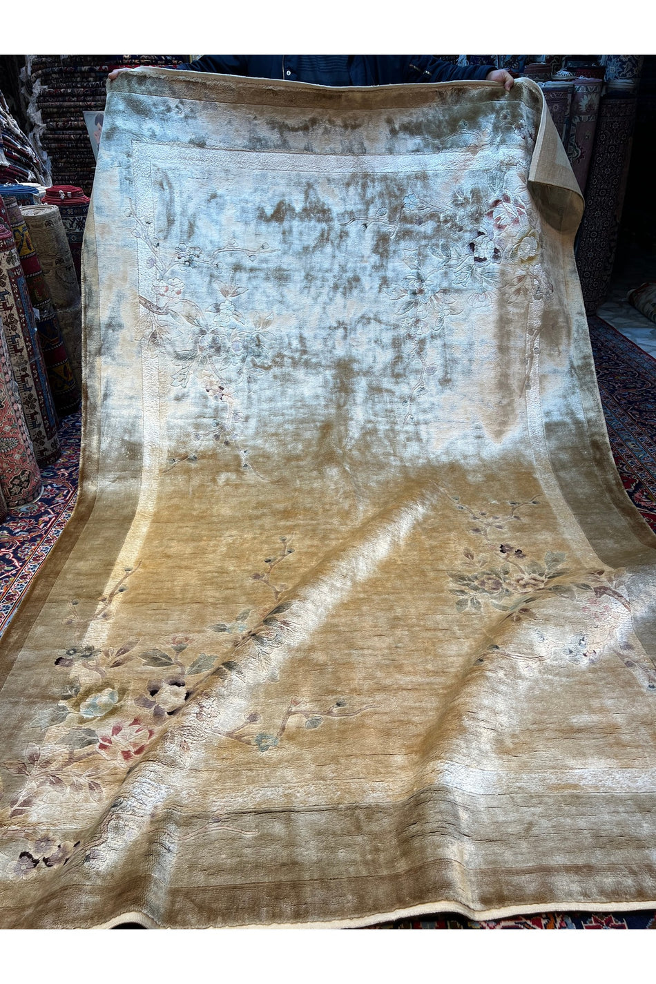 RD RAMAZAN DAG Hand Rug Art Hand-Woven Chinese Silk Rug Size 275x183 - MALLTURK