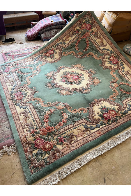 RD RAMAZAN DAG Hand Rug Art Hand-Woven Embossed Chinese Rug Premium Quality Green Color Size 250x250 - MALLTURK