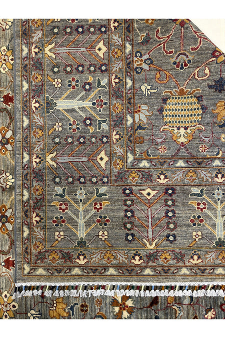 Afgan Rug Hand-Woven 10 Meter Sultani Design Grey Color 100% Wool Natural Dye Elsanat Eseri - MALLTURK