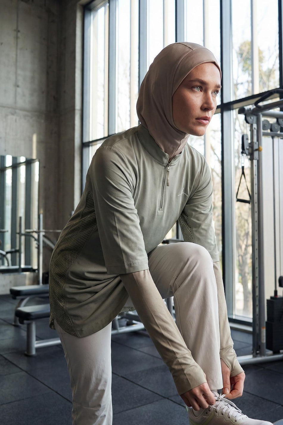 Hasema Active H-Per Fit Laser Cut Detail Mint Modest Training Top ACT-33