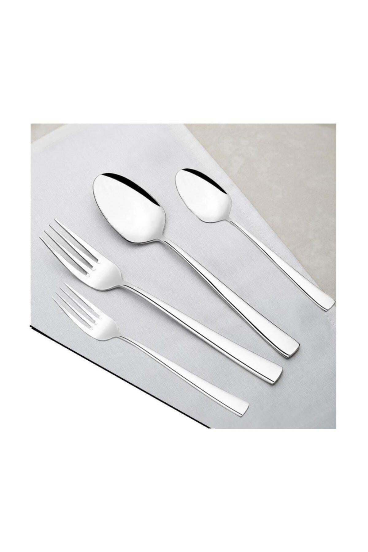 Nehir deniz Plain 24 prc Fork Spoon Set Set 6 Place Setting - MALLTURK