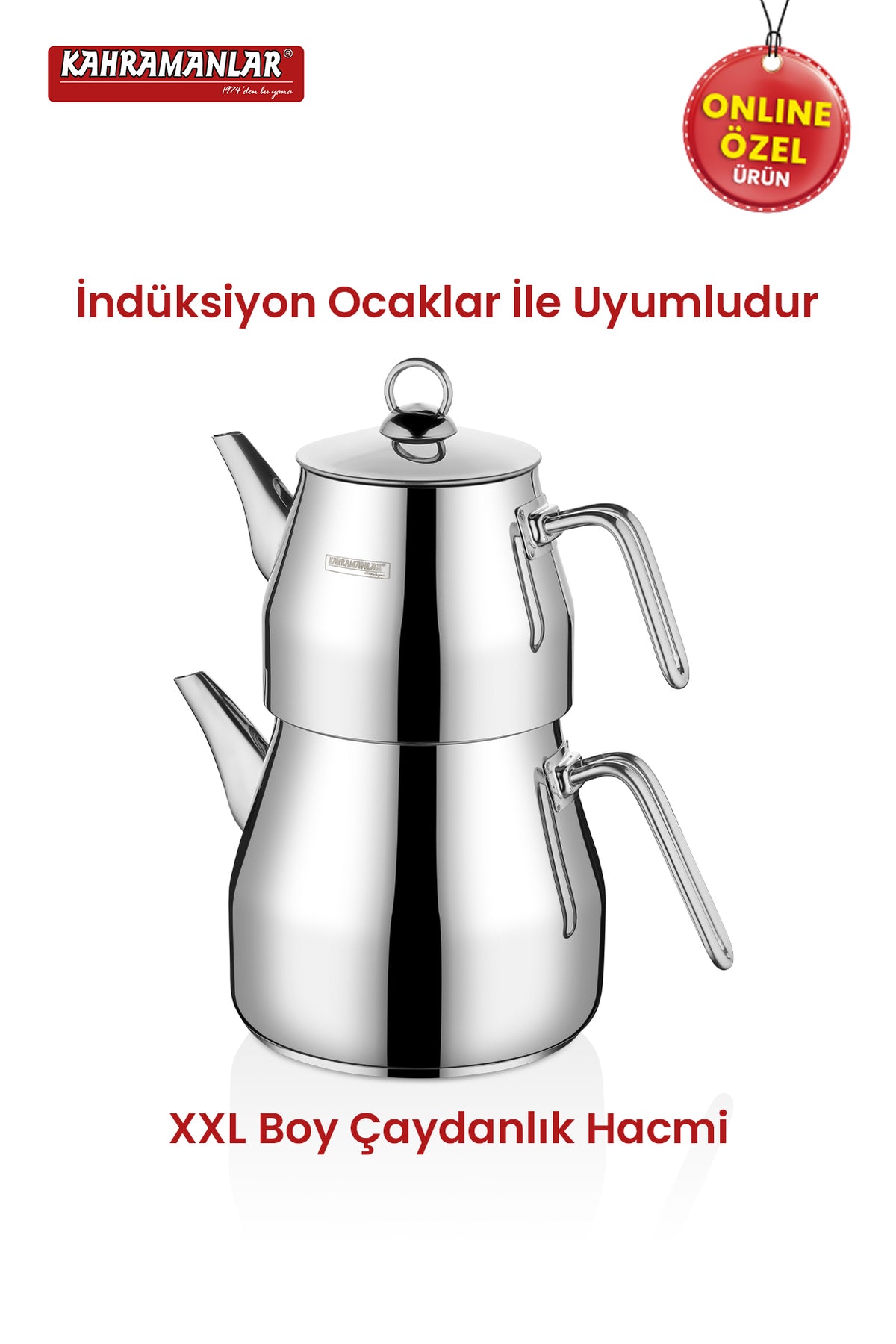 Kahramanlar Pyramid Platinum Teapot Set XXL - MALLTURK