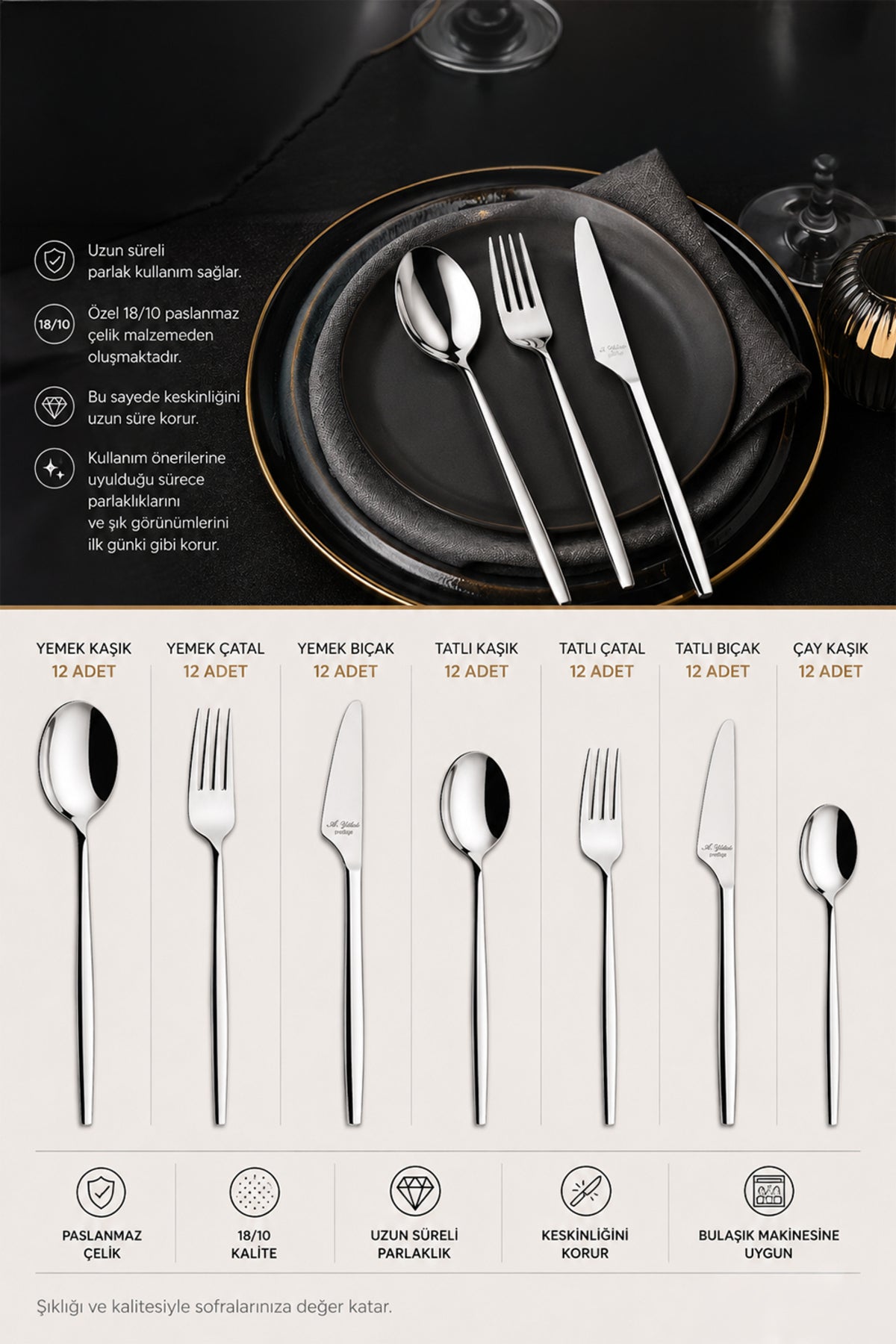 Aryildiz studio prestige 84 Piece Flatware Set - MALLTURK