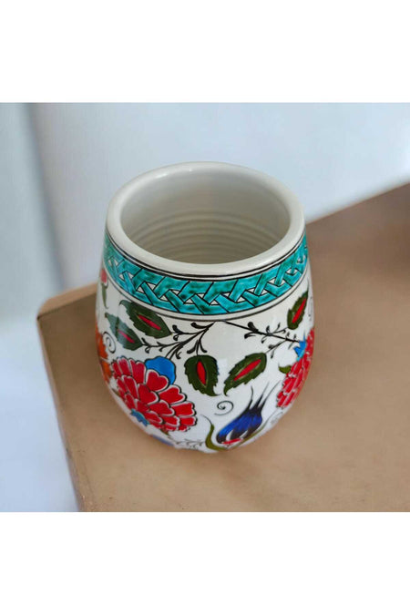 Sema Cini Handmade Ceramic 20 cm Vase Red - MALLTURK