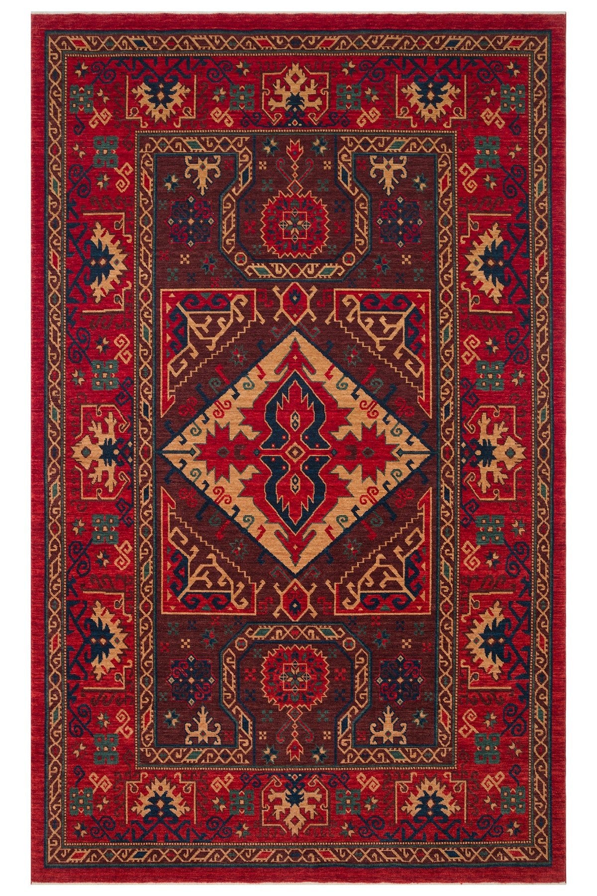 Kalesta Rug Rustik 04 Red Natural Wool ile Ozel Tezgahlarda Hand-Woven Teknikleri ile Uretilen Living Room Rug