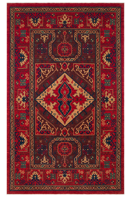 Kalesta Rug Rustik 04 Red Natural Wool ile Ozel Tezgahlarda Hand-Woven Teknikleri ile Uretilen Living Room Rug